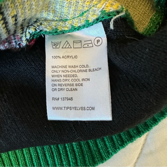 TIPSY ELVES Mens XL Christmas sweater with cat and Christmas lights. Used once. - Picture 7 of 11